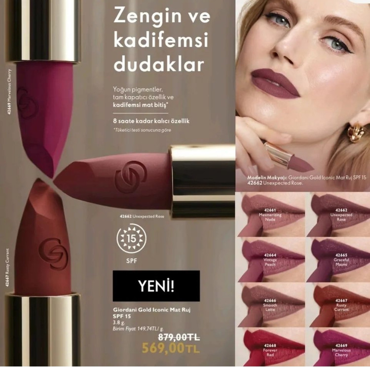 رژلب آیکونیک مات جوردانی گلد اوریفلیم با اس پی اف 15 کد 42664 اورجینال