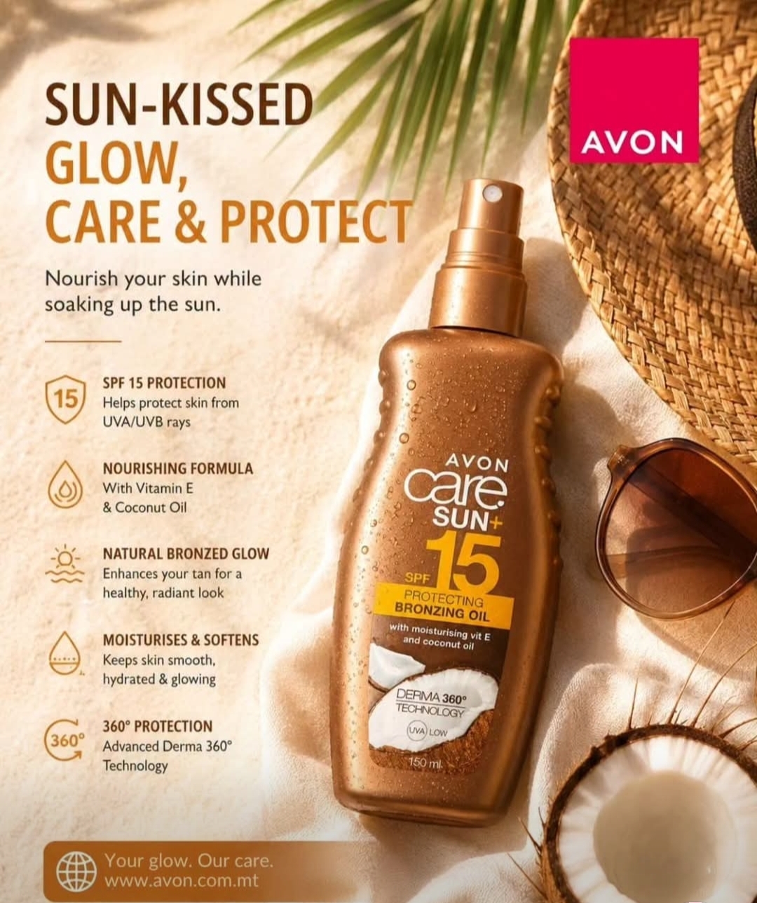 روغن برنزه صورت و بدن آون با SPF15 اورجینال
