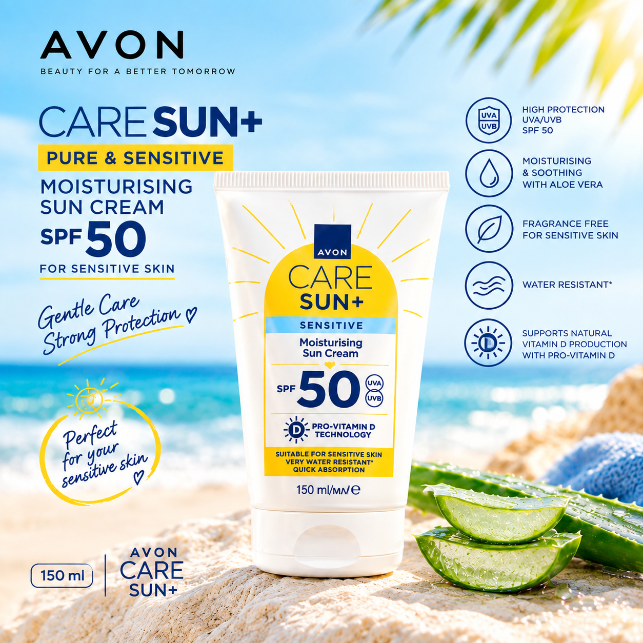 کرم ضد آفتاب مرطوب کننده پیور اند سنسیتیو با SPF 50 پوست های حساس آون اورجینال